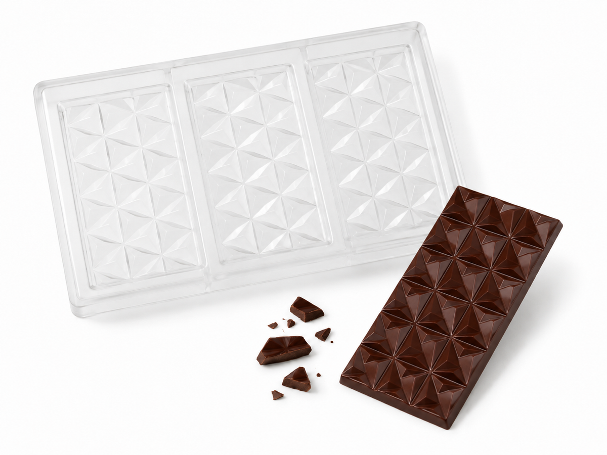 Gewerbliche Polycarbonat-Schokoladentafelform mit segmentierten Tafelkavitäten
