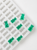 1.5mL gummy bear mold with 296 cavities and emerald green gummy samples